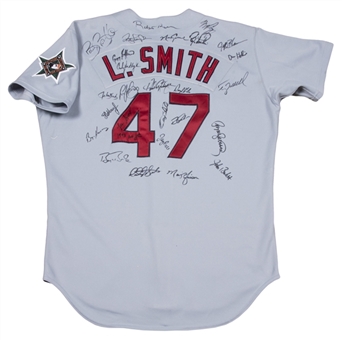 1993 Lee Smith All-Star Game Used & Multi Signed St. Louis Cardinals Road Jersey With 27 Signatures Used on 7/13/93 (Smith LOA & Beckett)